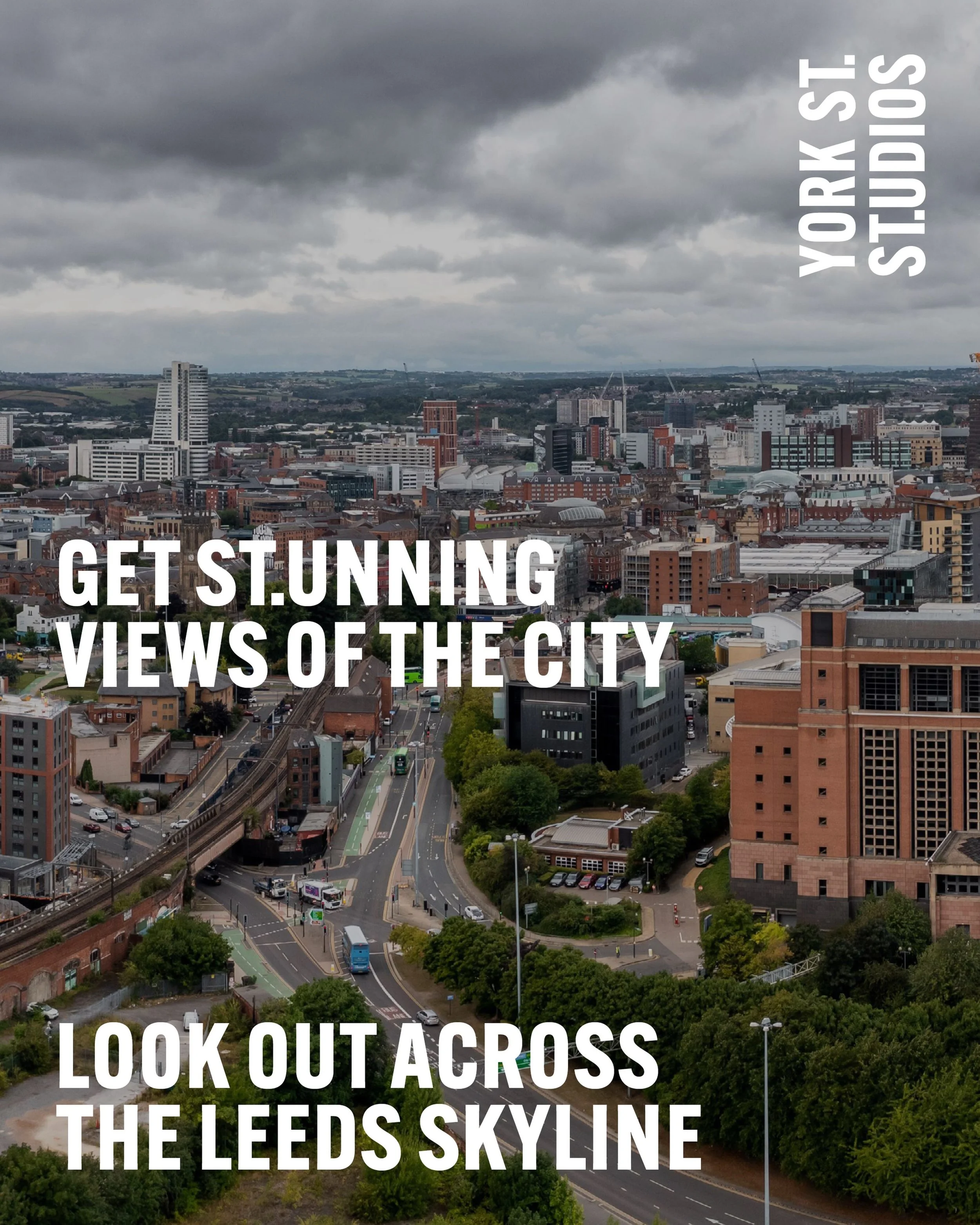 A studio on the third floor gives you impressive views across the city as it continues to change. You can see @yorkstreetstudios in the photo, an old rag merchants warehouse converted into creative workspaces. Why not come round and have look for you
