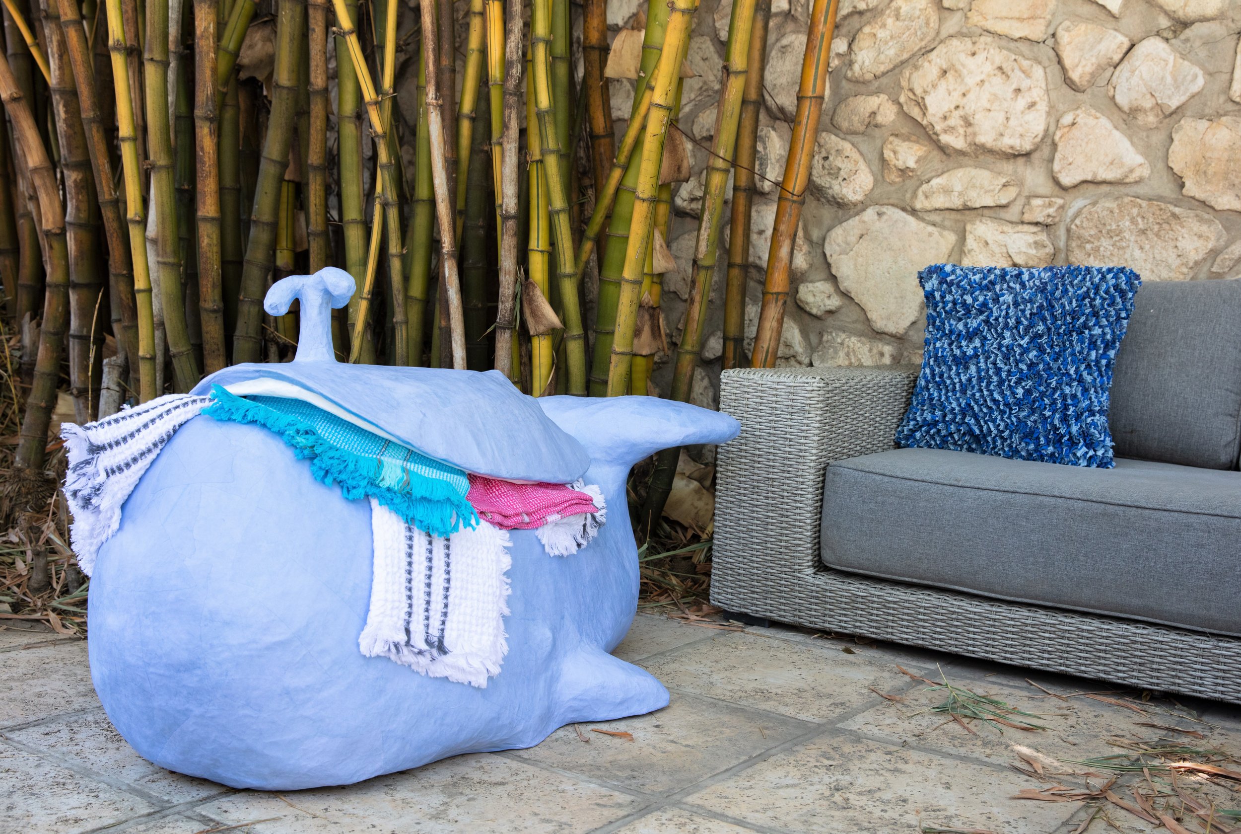Blue Whale Paper Mache Toy Box