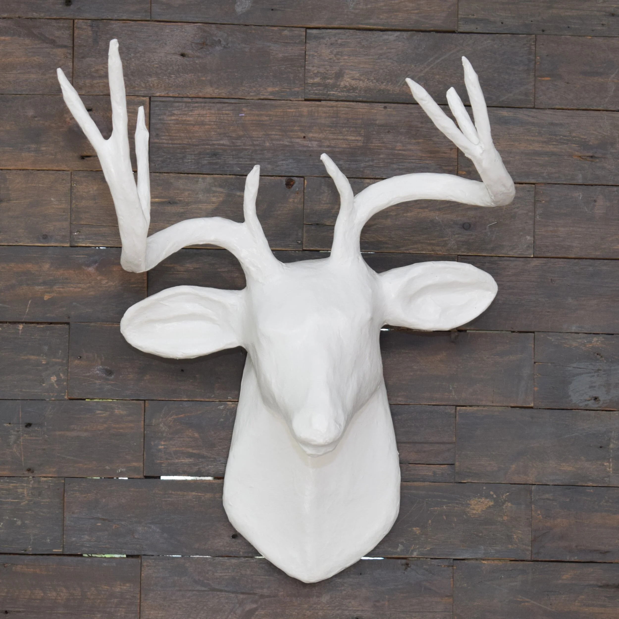 Hand-painted white deer head