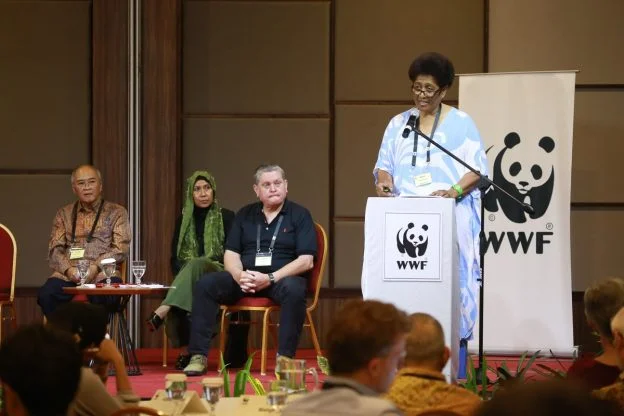 Kesaia Tabunakawai, head of the WWF Pacific Program Office speaks on conservation and community development work in Fiji and the South Pacific region