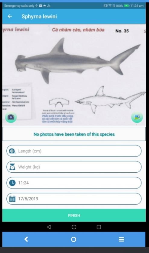A typical Catch Event data entry page