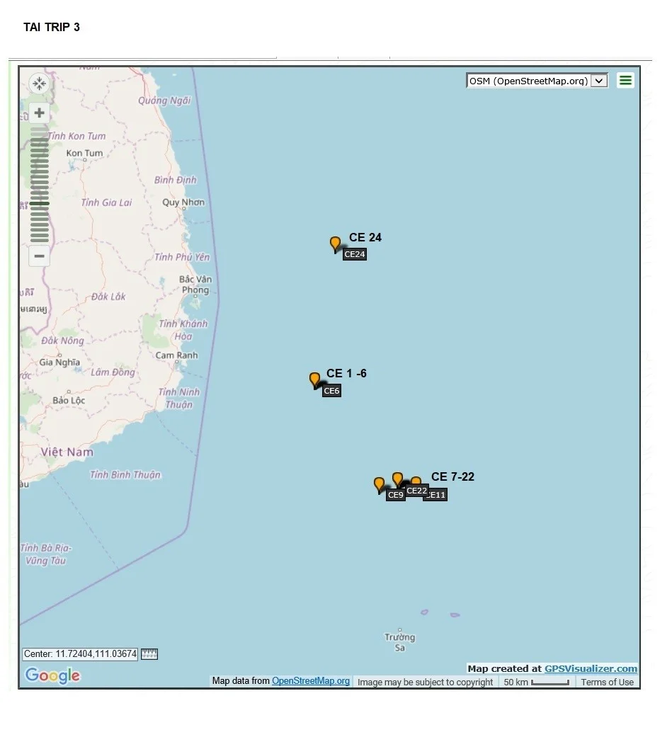Actual trip map from Trip 3, location info changed slightly for proprietary reasons
