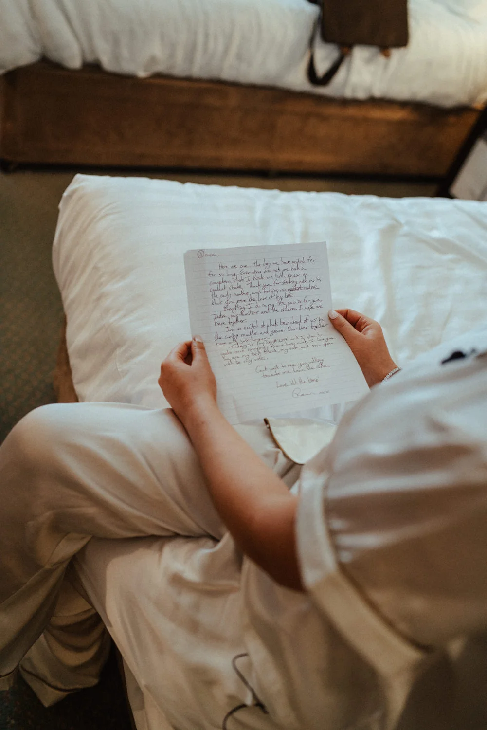 Bride reading letter