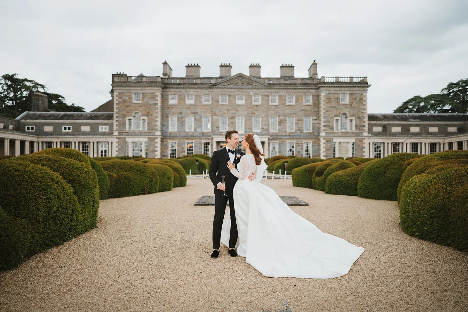 Bride and groom at their destination wedding at Carton House in Ireland