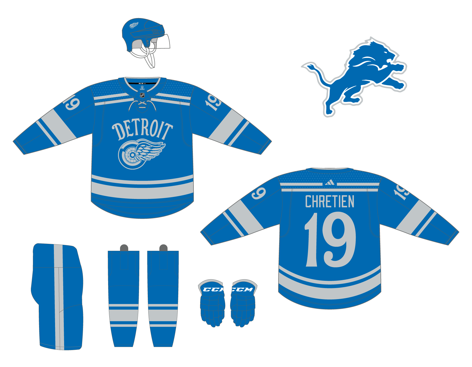 The long-awaited Lions x Red Wings jersey swap (via TheGraphicGod