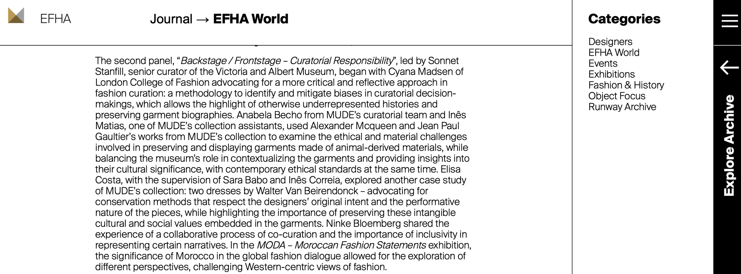 Codes of Conduct: Responsibility and Ethics in Fashion Heritage Conference