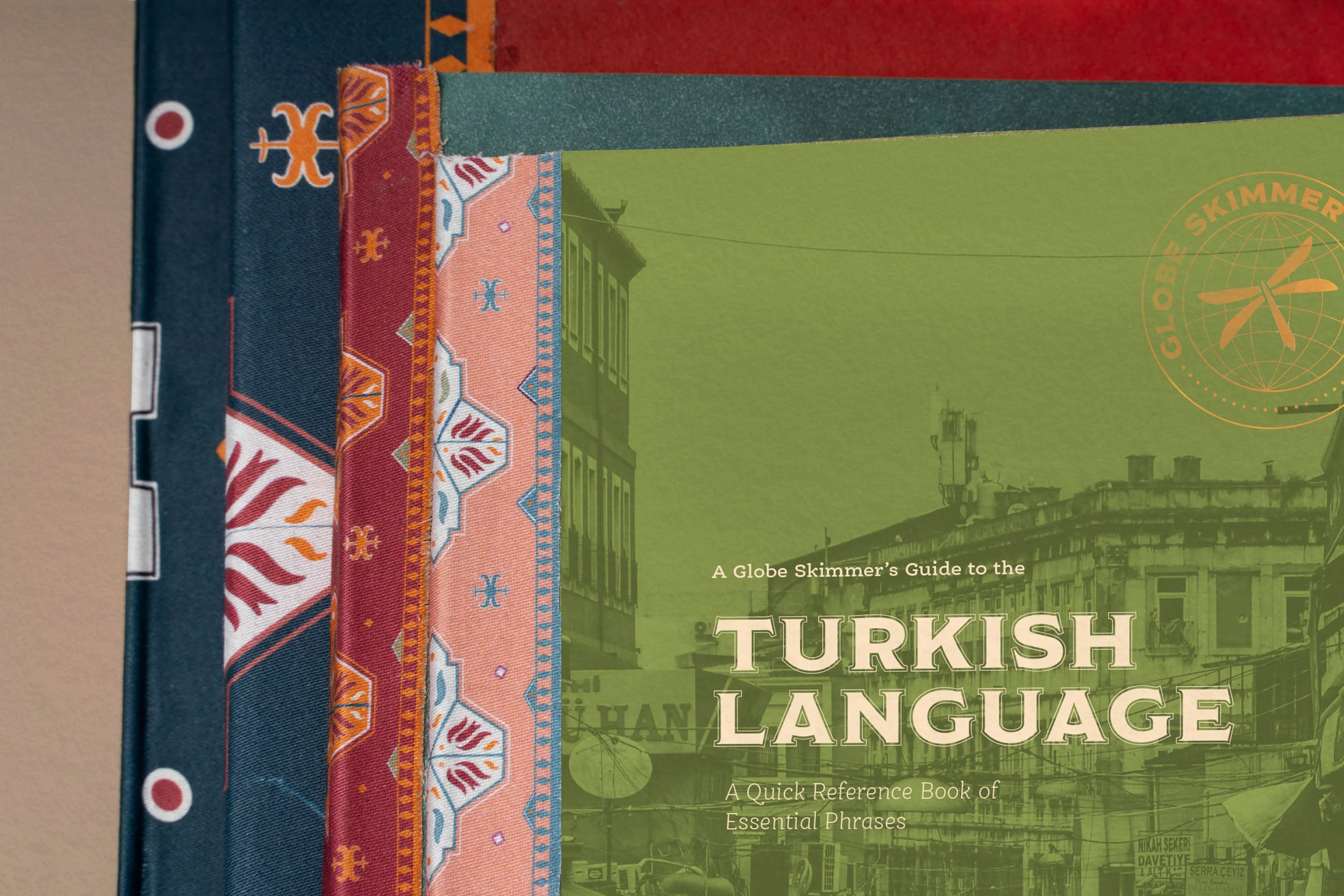 I illustrated the book-cloth on the spines of the books to emulate traditional Anatolian rug patterns.
