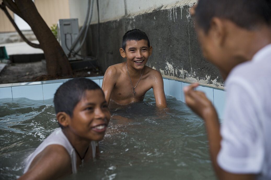 Families seek sanctuary at the Senda De Vida Casa Del Emigrante, a center that houses immigrant families before crossing the border, on Wednesday, June 20, 2018, in the border town of Reynosa, Mexico. Many of the families said they were in a sort of