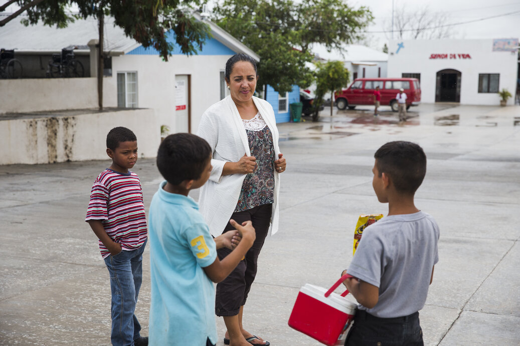  Families, who are waiting to cross the border, seek shelter at the Senda De Vida Casa Del Emigrante on Wednesday, June 20, 2018, in the border town of Reynosa, Mexico. Many of the families said they were in a sort of limbo at the shelter, fearful to