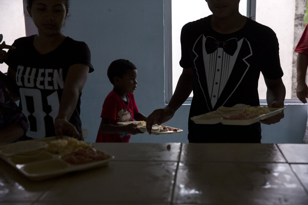  Jorro, 6, eats lunch at the Senda De Vida Casa Del Emigrante, a center that houses immigrant families seeking shelter before crossing the border, on Wednesday, June 20, 2018, in the border town of Reynosa, Mexico. Jorro's family has been staying at 