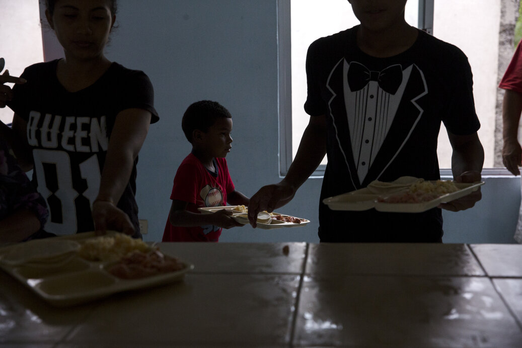 Jorro, 6, eats lunch at the Senda De Vida Casa Del Emigrante, a center that houses immigrant families seeking shelter before crossing the border, on Wednesday, June 20, 2018, in the border town of Reynosa, Mexico. Jorro's family has been staying at
