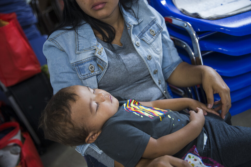 Jennifer holds her son, Jayden,10-months, at the Catholic Charities Humanitarian Respite Center on Thursday, June 21, 2018, in McAllen, TX. Jennifer and her son recently arrived in the USA from Nicaragua and were not amongst the families charged and