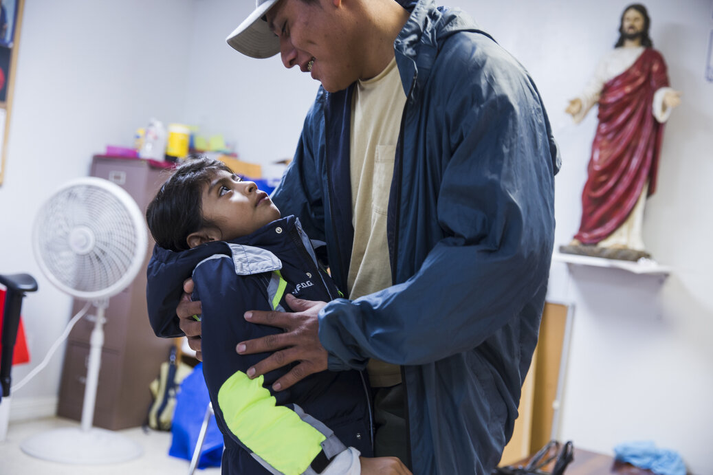 Central American migrant families take refuge the Catholic Charities Humanitarian Respite Center following being processed and released by U.S. Customs and Border Protection on Thursday, June 21, 2018, in McAllen, TX. The center provides aid to fami