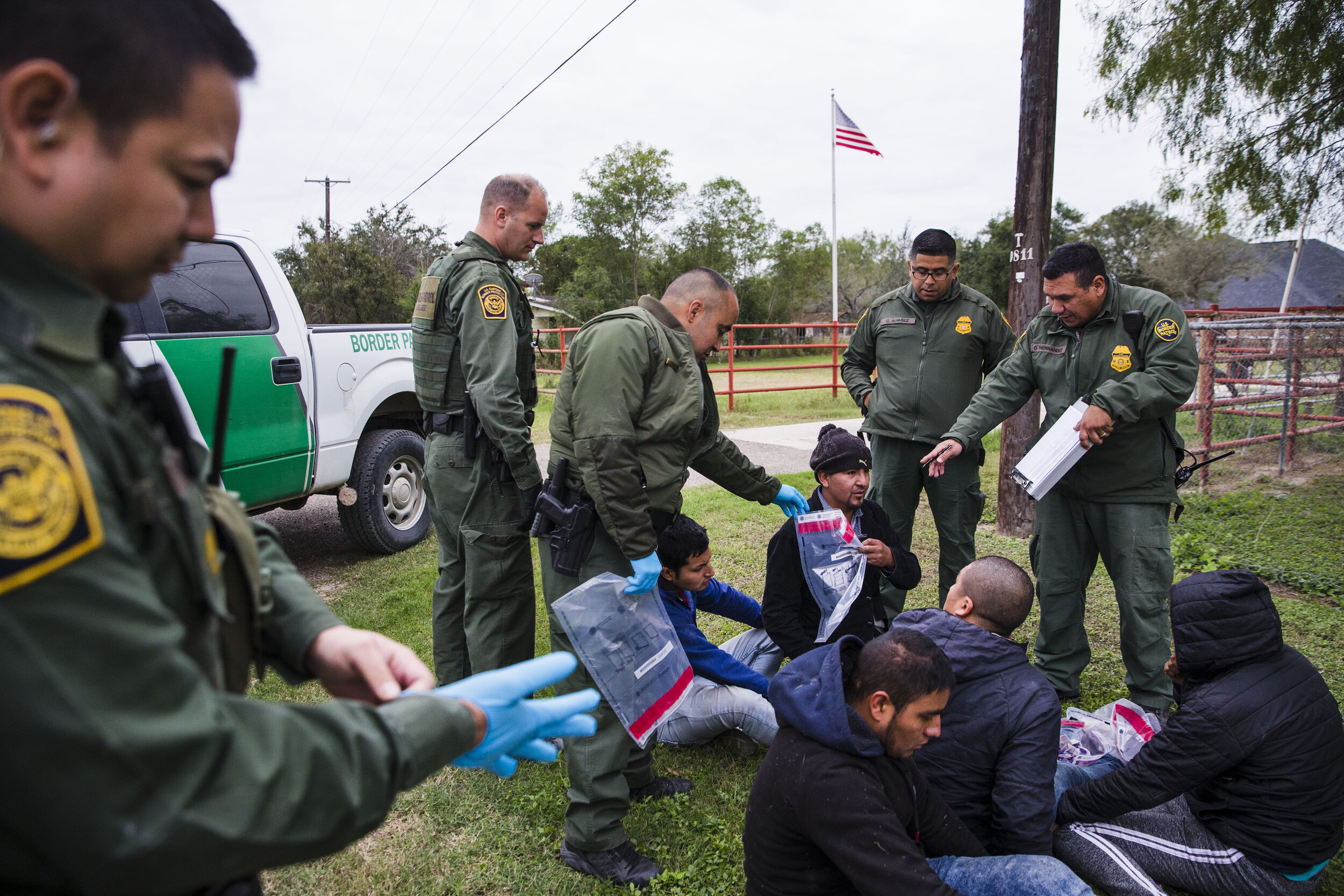  Border Patrol Agents apprehend immigrants who are suspected of illegally crossing the border from Mexico into the United States on Wednesday, Dec. 5, 2018, near McAllen, TX. 