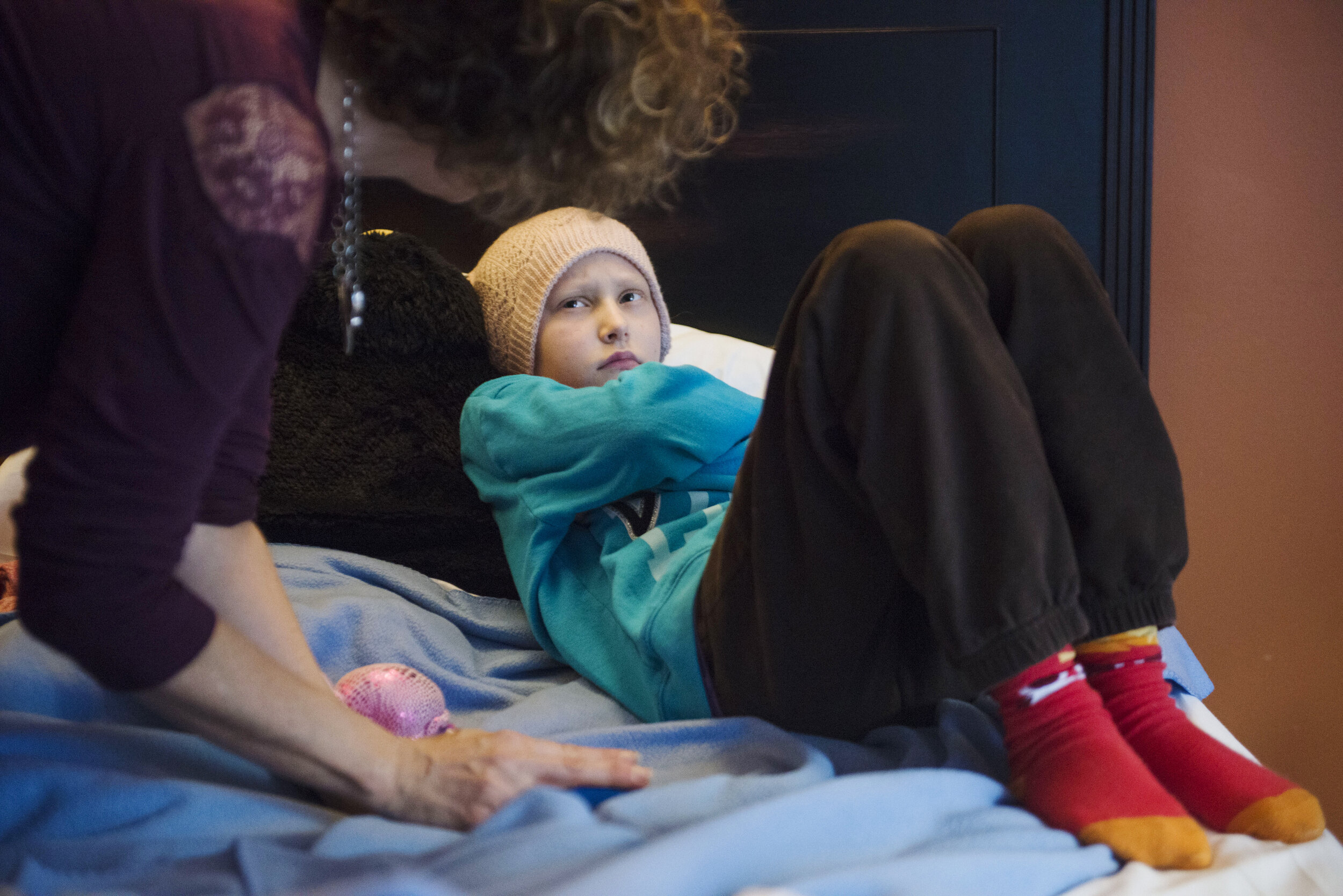  Peyton and her mother share a room at the Ronald McDonald House on the Upper East Side. 