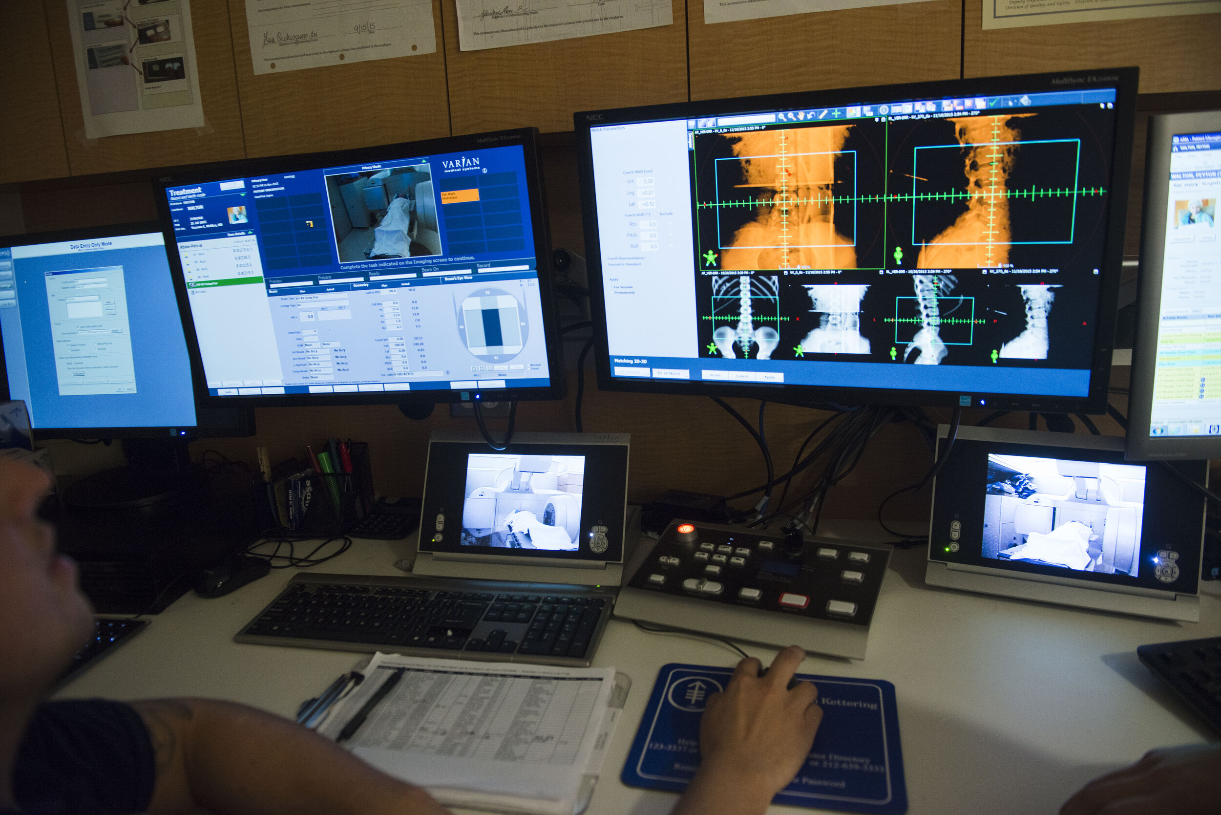  Techs monitor Peyton as she receives radiation treatment at the Memorial Sloan Kettering Cancer Center on Monday, November 16, 2015 in New York City, NY.   