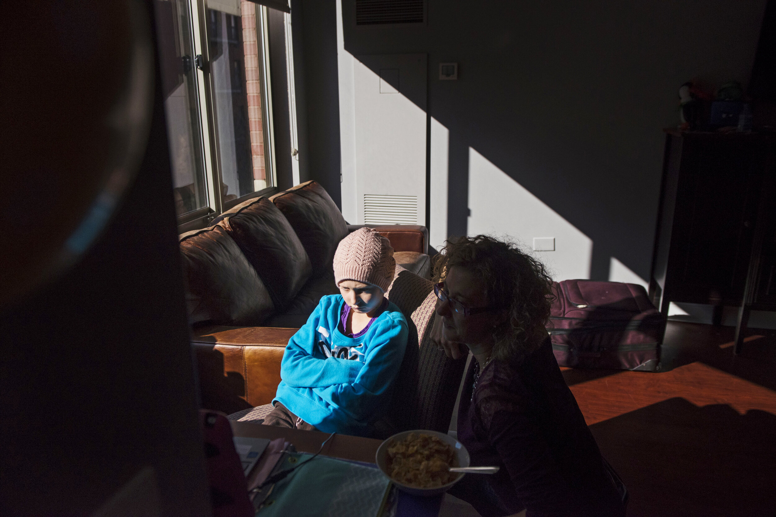  Peyton and her mother, Lynn Schaeber, try to re-establish a lost connection while Peyton attends class at Poolesville Elementary School remotely from her room in the Ronald McDonald House in New York. 