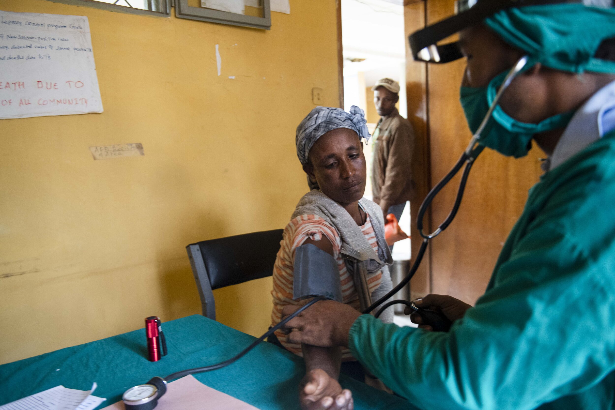  Asnaku receives a health check-up at the Dire Primary Health Care Unit  prior to receiving corrective surgery for Trachomatous Trichiasis (TT).       