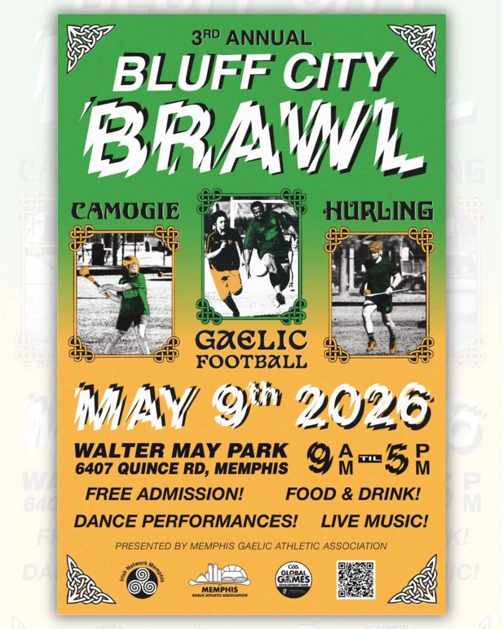 Let the countdown begin!! We are 5 days away from the biggest Irish sports event in memphis. Swipe to see the tournament schedule 👀

🗓️ Saturday 5/9
⏰ 9:00 a.m. - 5:00 p.m. 
📍 Walter May Park, 6407 Quince Road