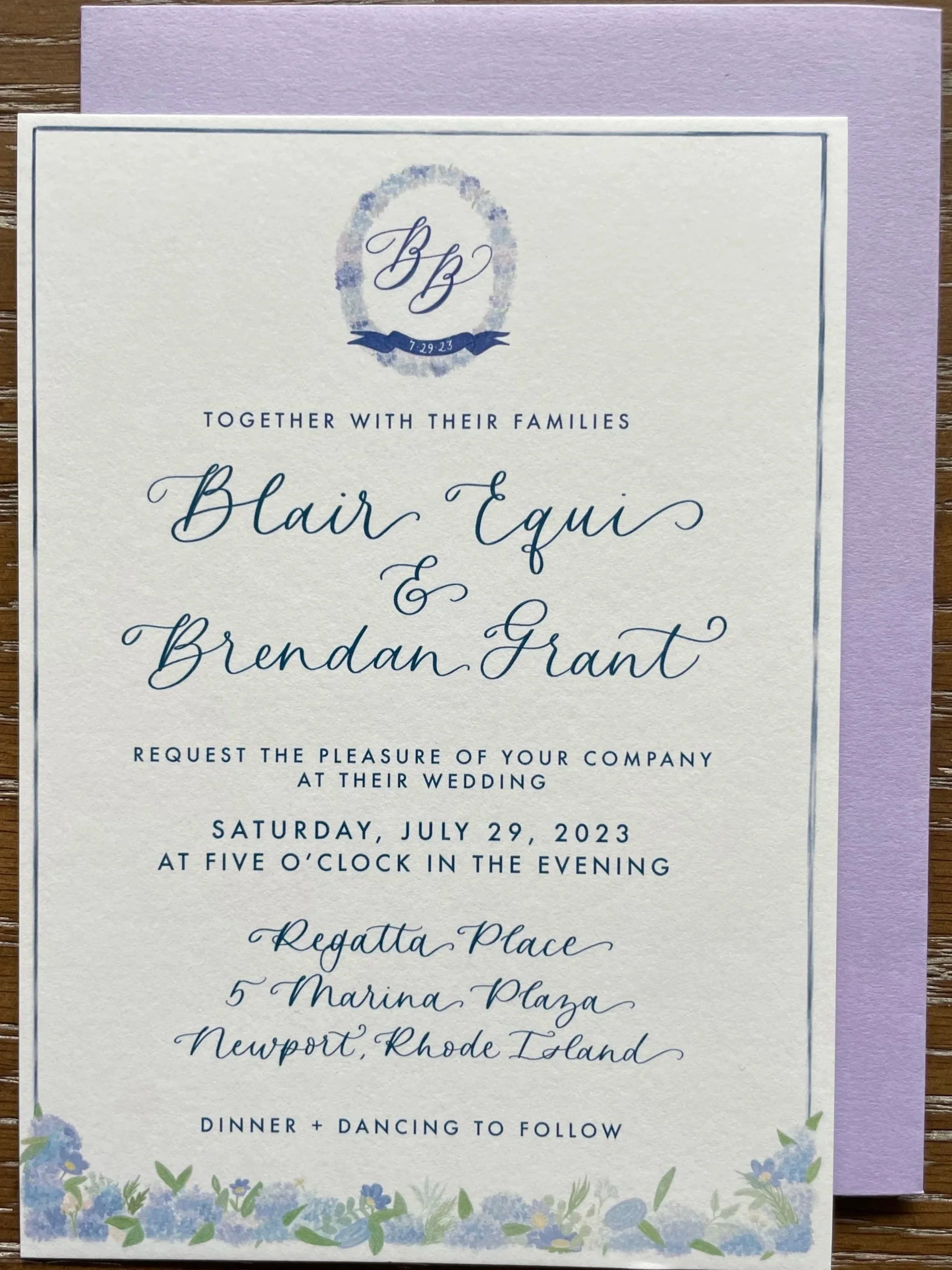 newport wedding invitation