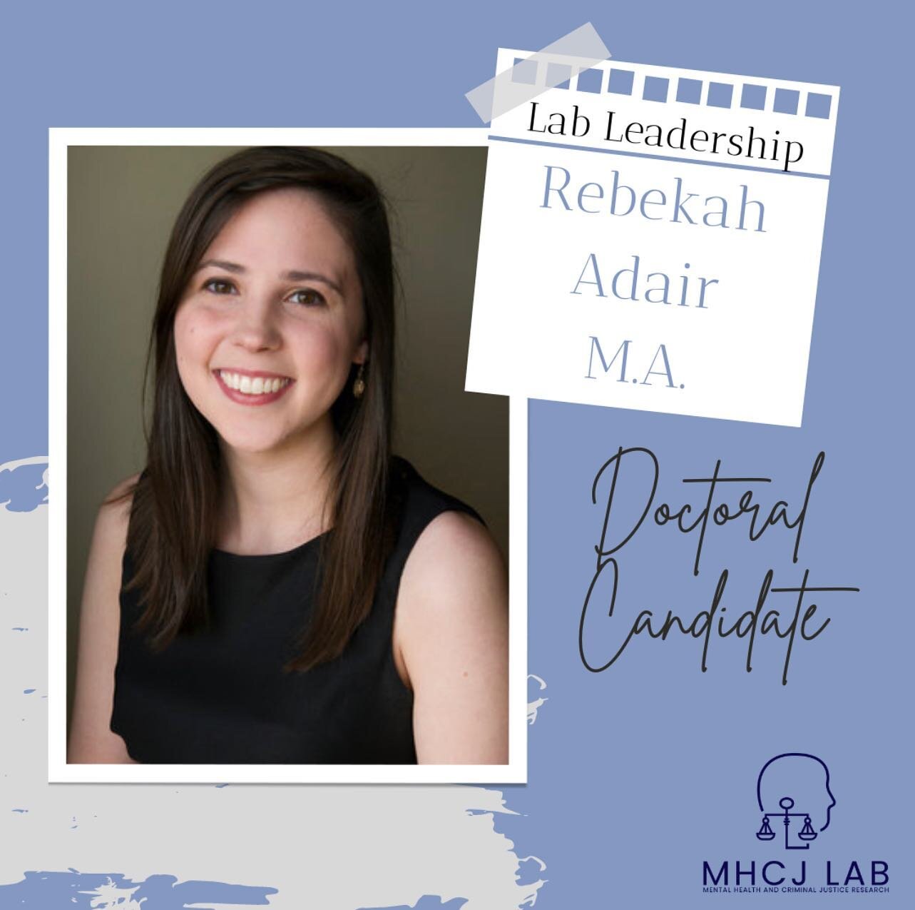 We would like to introduce one of our graduate students: Rebekah Adair

Rebekah is a doctoral candidate in the Legal Psychology program here at UTEP. Her research interests surround justice-involved women, mental illness, and community reintegration.