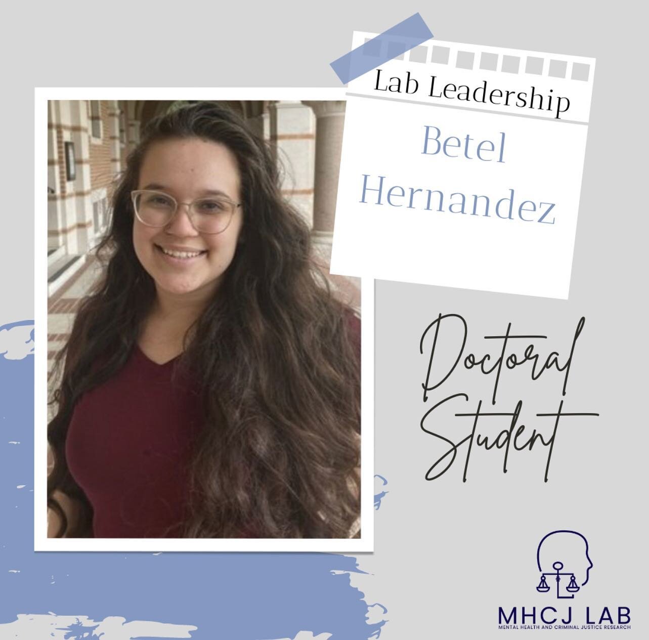 We would like to introduce one of our graduate students: Betel Hernandez

Betel is a second-year doctoral student in the Legal Psychology program here at UTEP. Her research interests include the perception and treatment of mental health within the ju