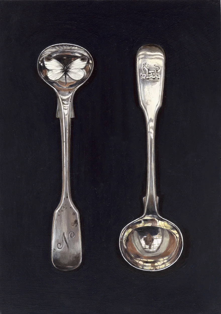 salt spoons with white butterfly