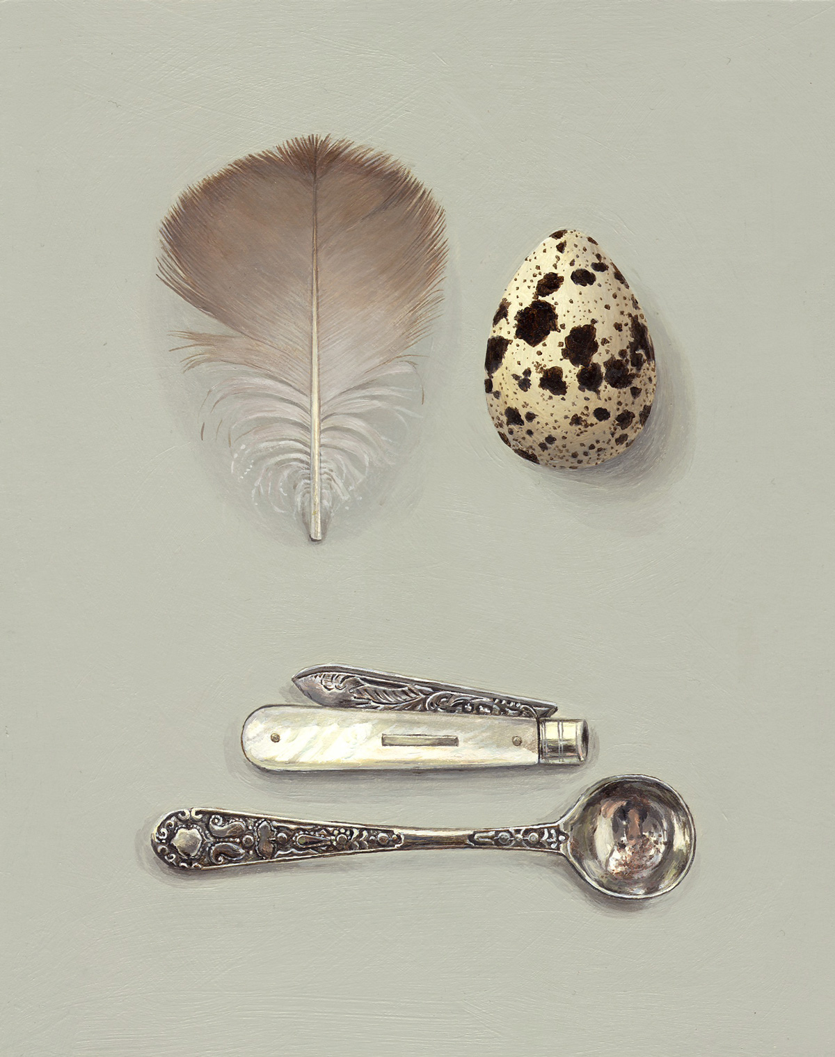 feather with knife and spoon