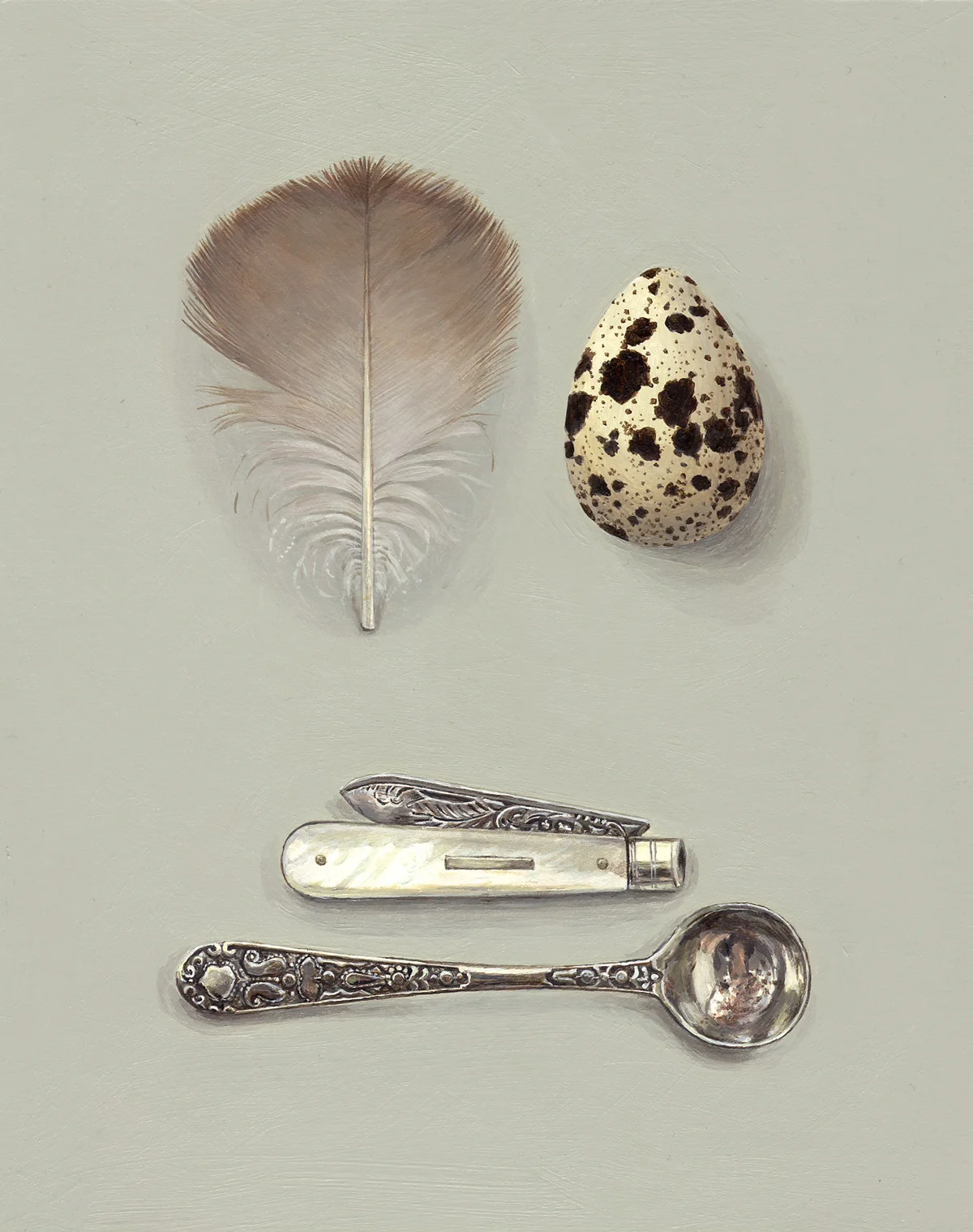feather with knife and spoon
