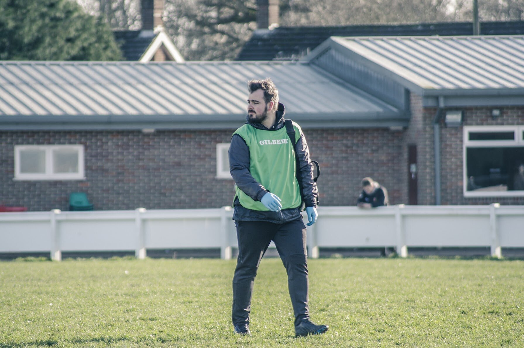 Patrick working rugby pitch-side.