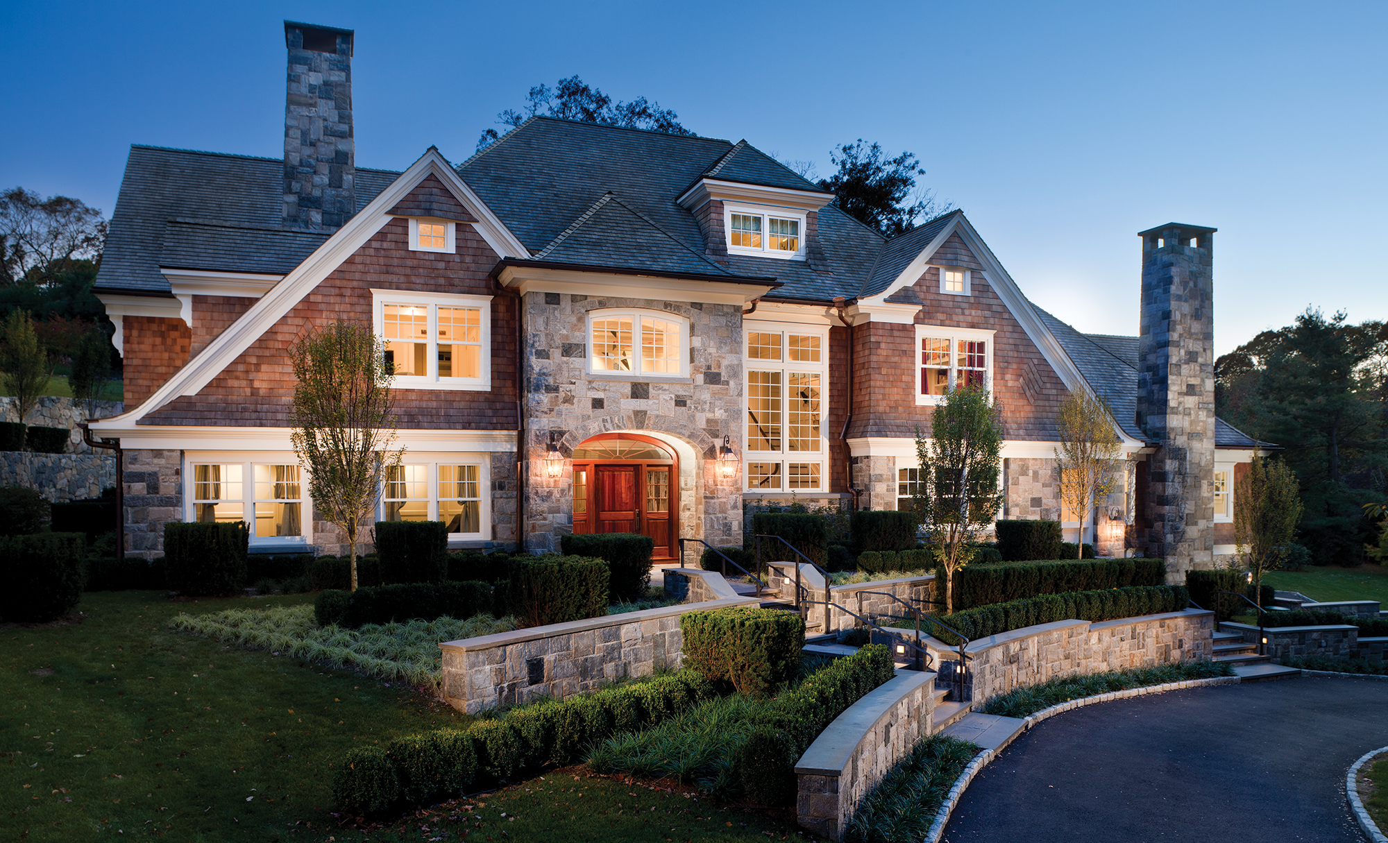 Night Time Photo of a New Modern Home Design