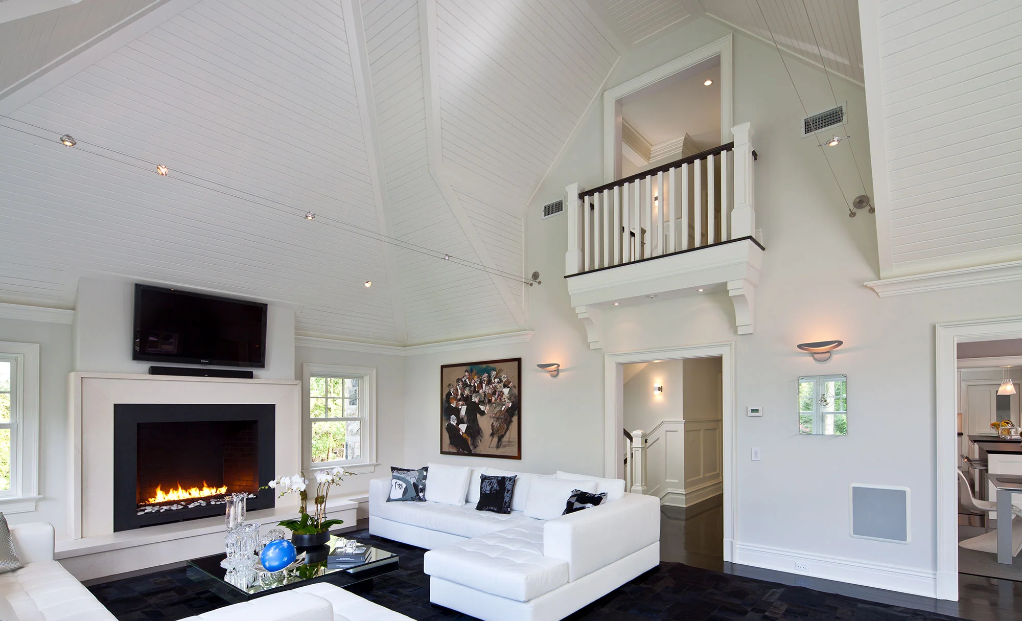 Large Open Living Room With Fire Place