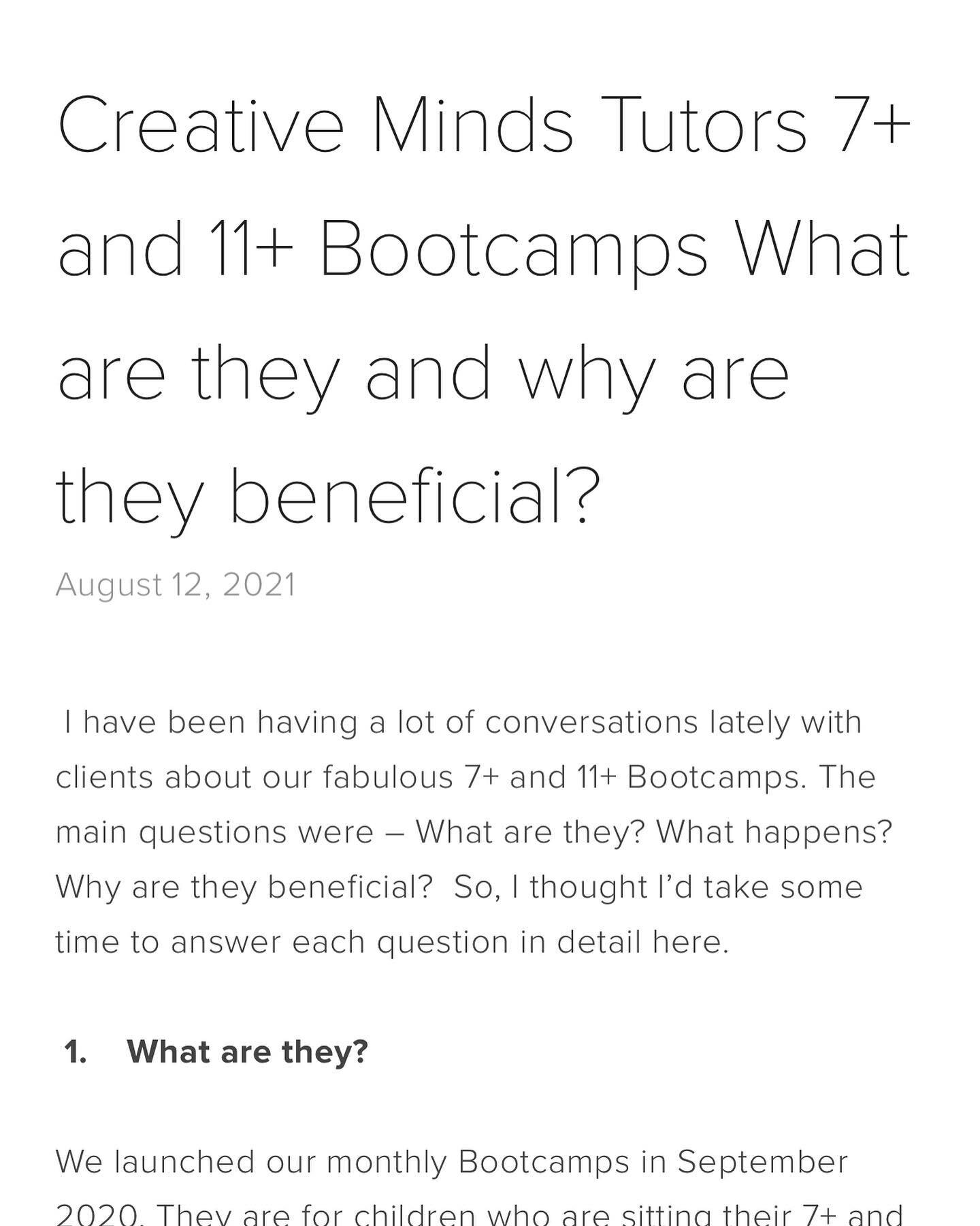 Brand new Blog Post! 📝

All about our fabulous 7+ and 11+ Bootcamps
🙋🏻&zwj;♀️
office@creativemindstutors.com
07956677783 
https://www.creativemindstutors.com/new-blog

#blog #blogger #love #exams #instagram #instagood #follow #learn #like #style #