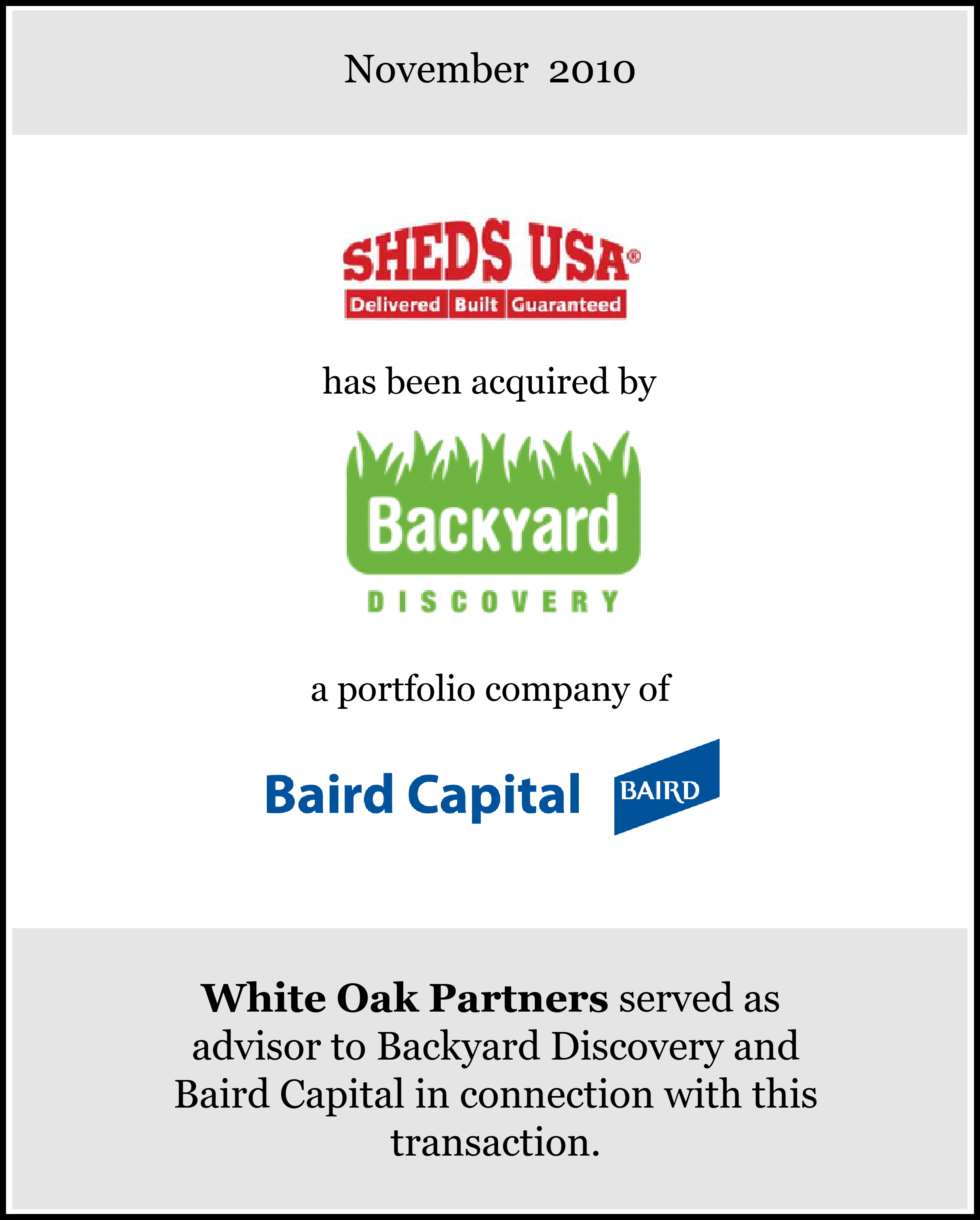 Transaction History — White Oak Partners LLC