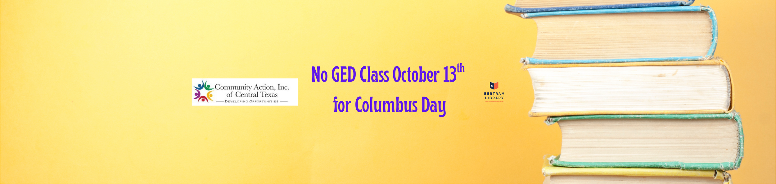 No GED Classes - For Columbus Day