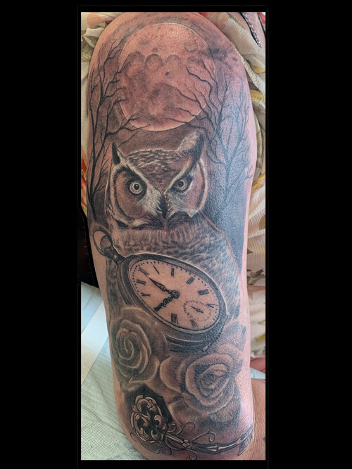 Twisted Willow Tattoo Company - Abe from oddworld with clash of titans owl  did today.