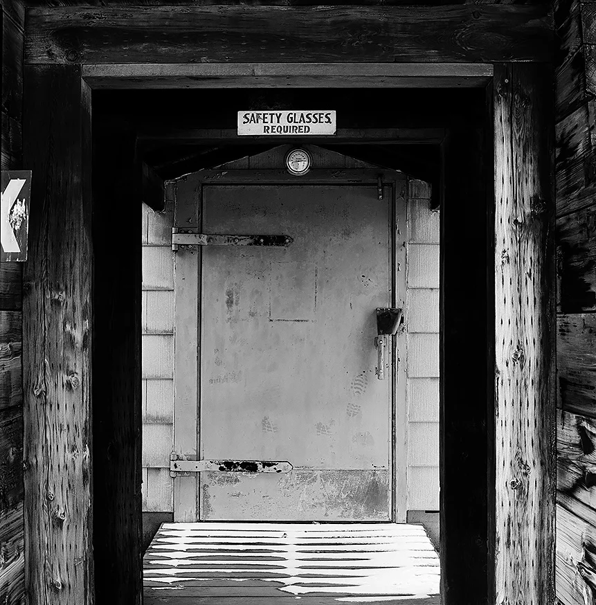   Constant Temperature Rest House, BAAP, 2000   Like many of the buildings on site, this one is surrounded by a wall of embanked railroad ties. In the case of explosion, the force would go up rather than out to adjacent production buildings.   