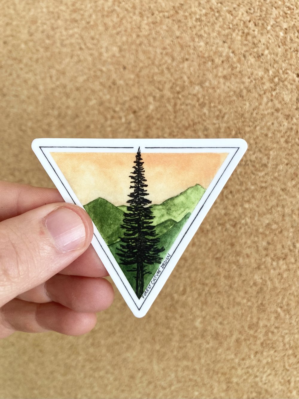 Tree + Mountains Triangle Sticker — Forest Culture Design
