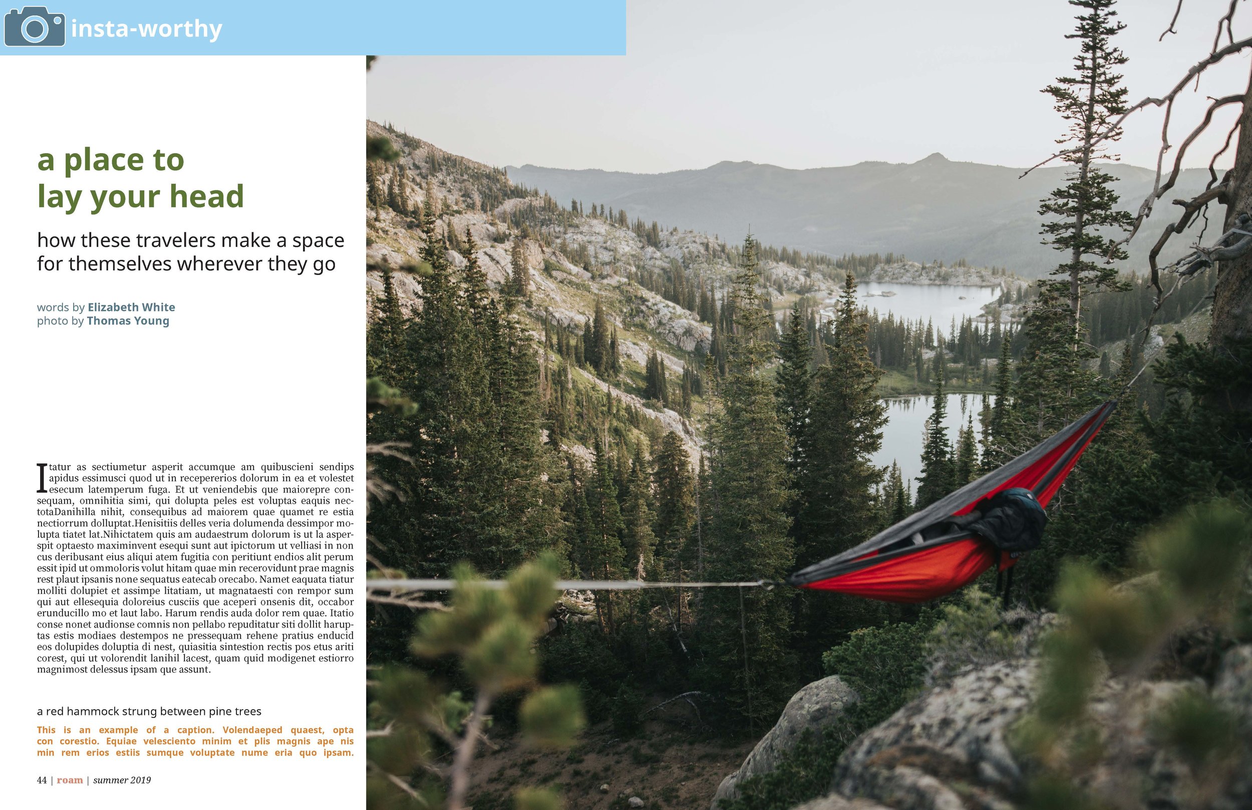 Photo driven story, opening spread