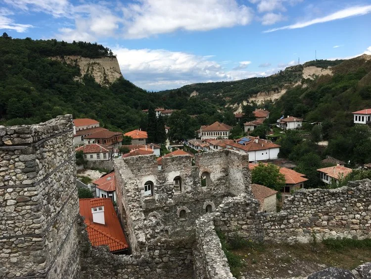 A view of Melnik from the medieval Boyar House - a partially restored fortress, dating back to the 13th century, residence of the local nobleman Despot Alexius Slav, a member of the influential Assen Dynasty