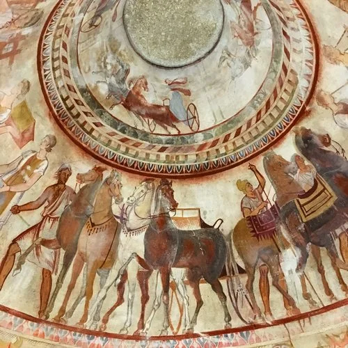 Frescoes inside the Thracian Tomb of Kazanluk