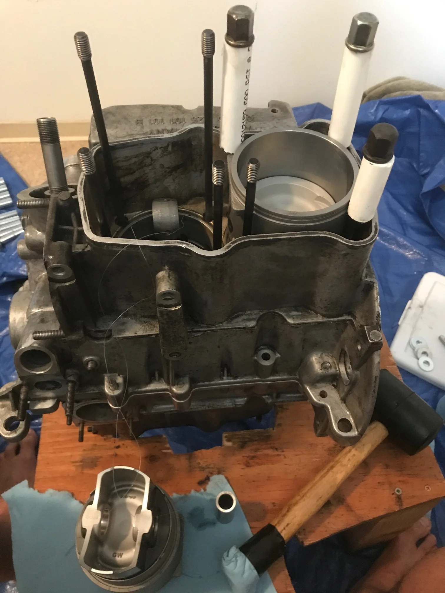 Test fitting larger bore cylinders and pistons