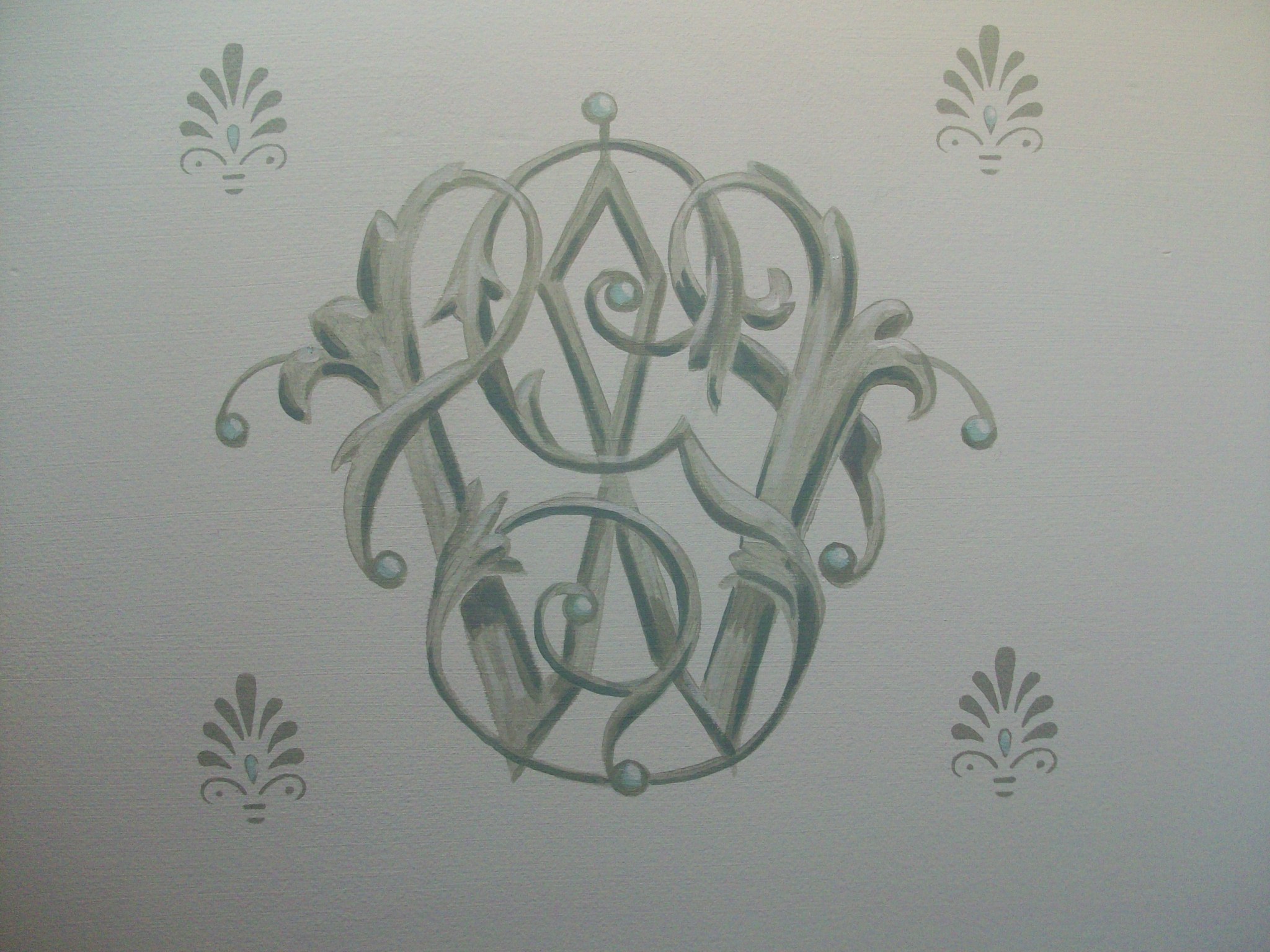 hand painted monogram, private residence
