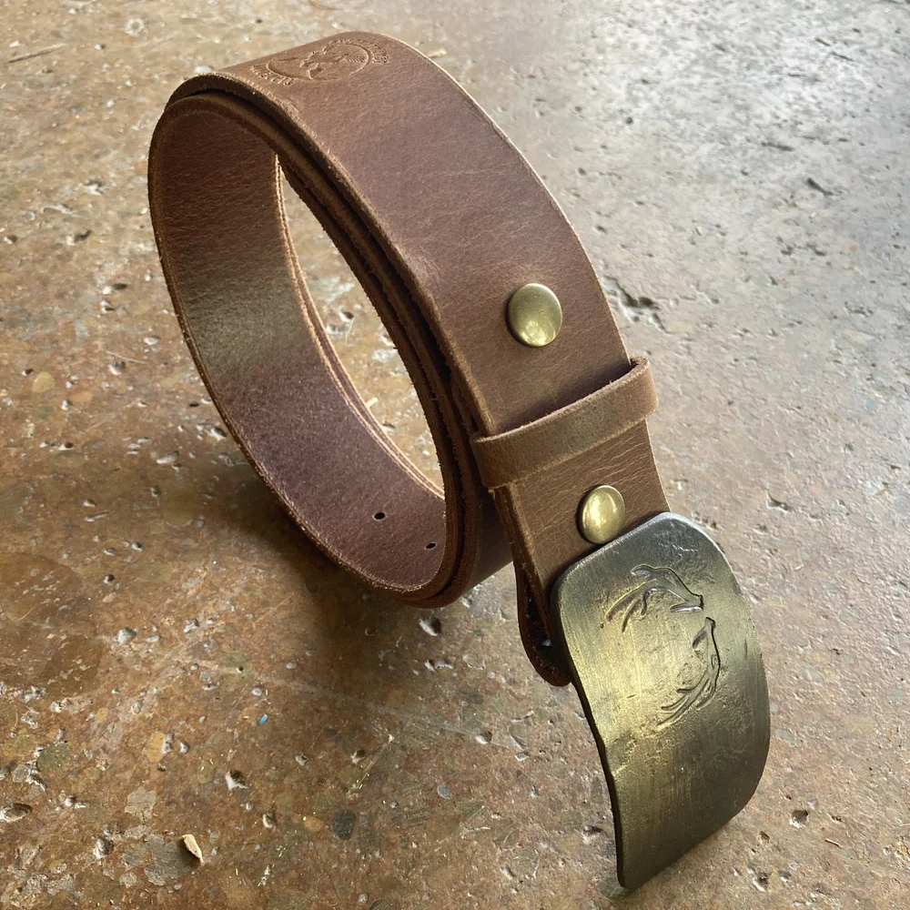 Elk Horn Belt Buckle On Thick Genuine Soft Leather Belt Elk Belt Buckle – Louisa B Designs main image 4