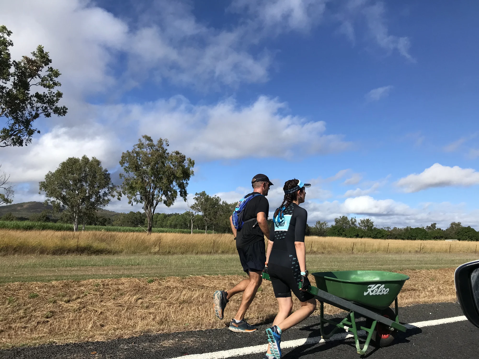 We drove alongside the Great Wheelbarrow Race ! Mareeba to Chillagoe – 140km. The seamless team transitions were a sight to behold!