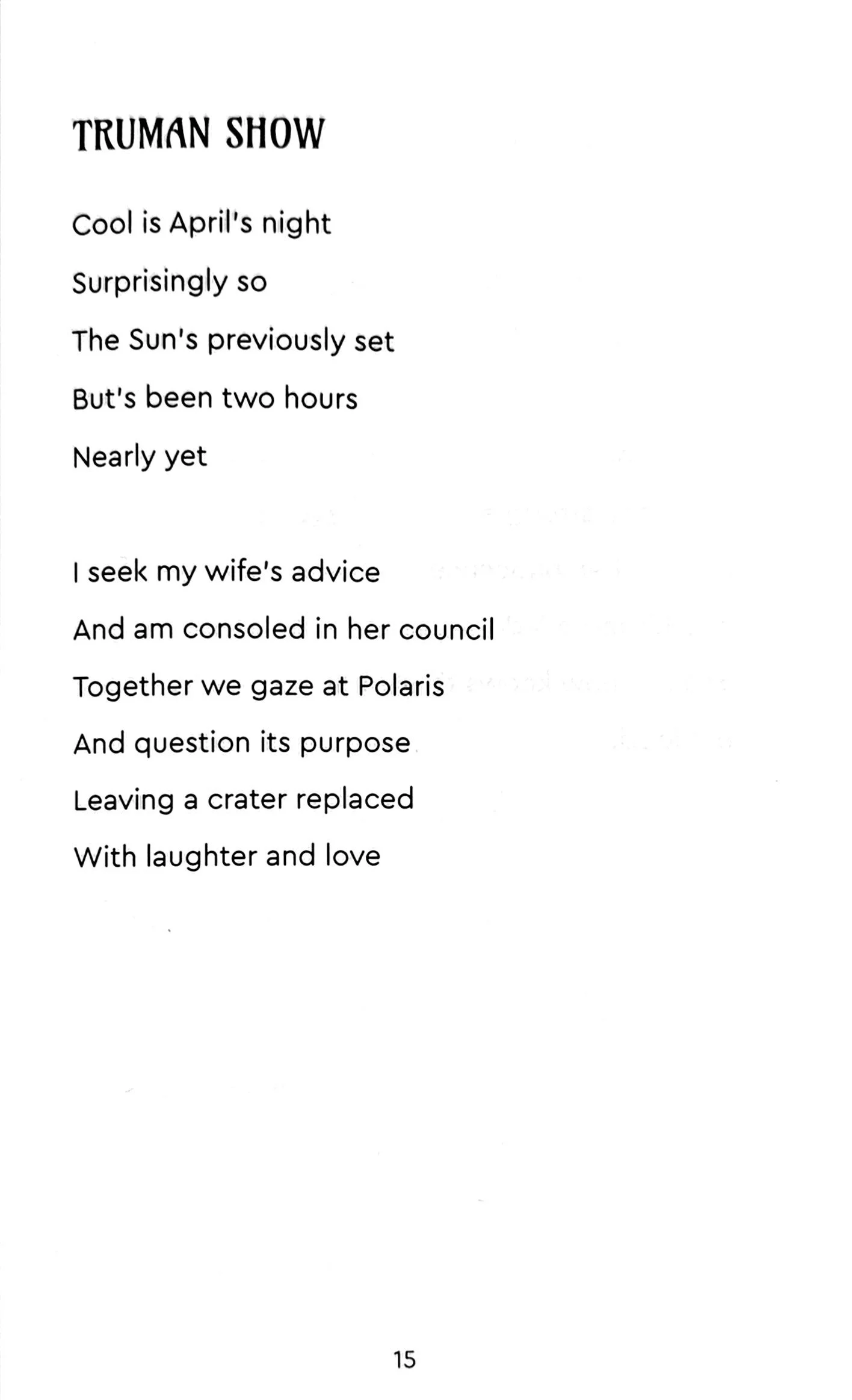 A printed poem with the page number at the bottom.