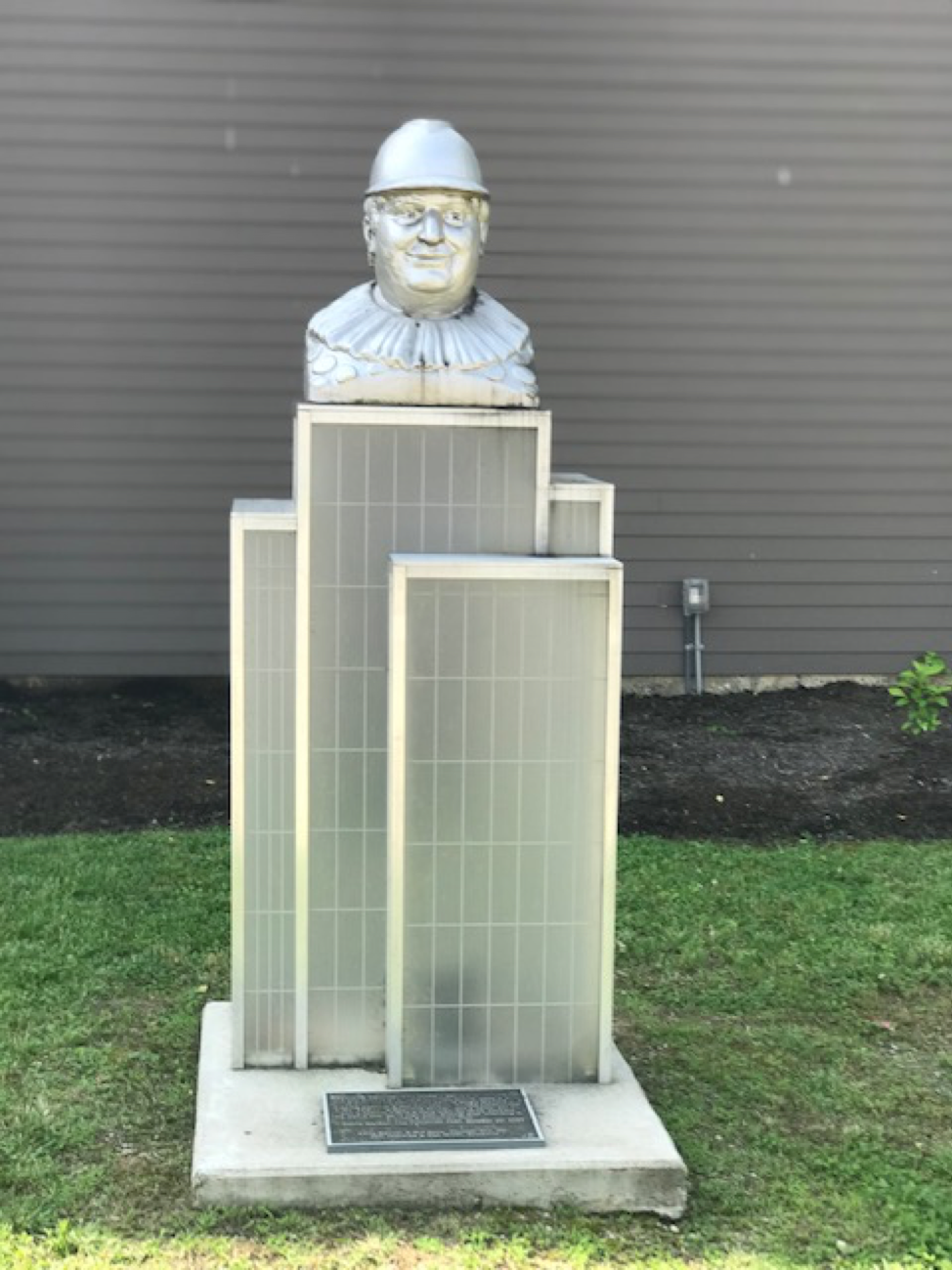 Raymond Thunder-Sky monument in front of the Hellmann Creative Center in Covington.