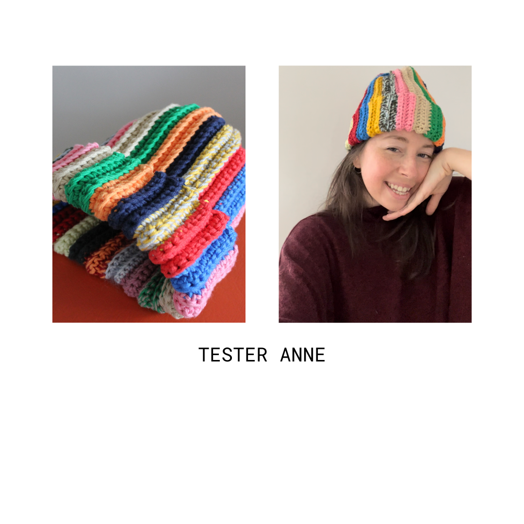 scrap beanie made using ur gf pattern