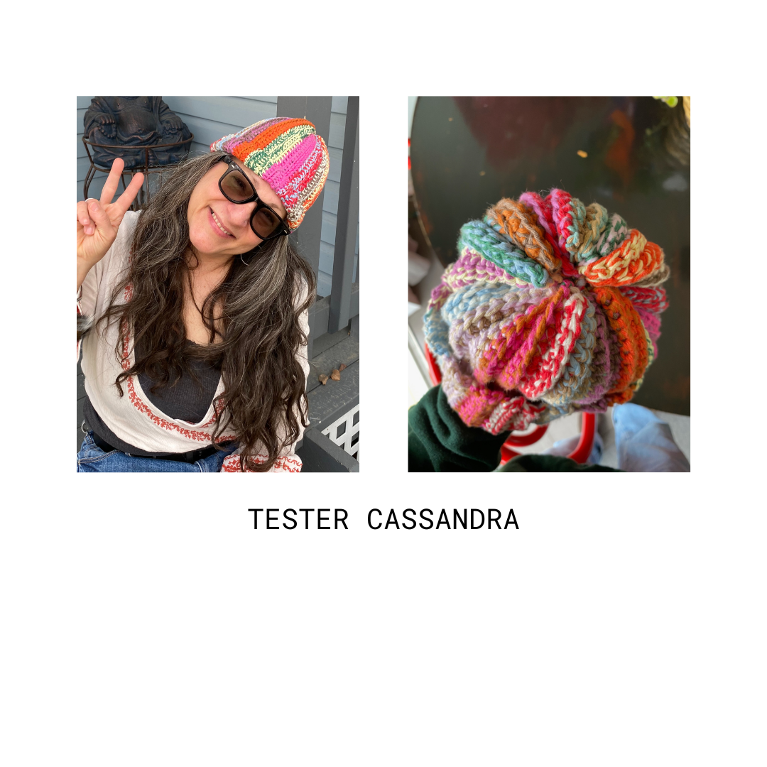 scrap beanie made using ur gf pattern