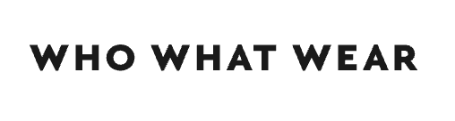 Text reading 'WHO WHAT WEAR' in bold black letters on a white background.